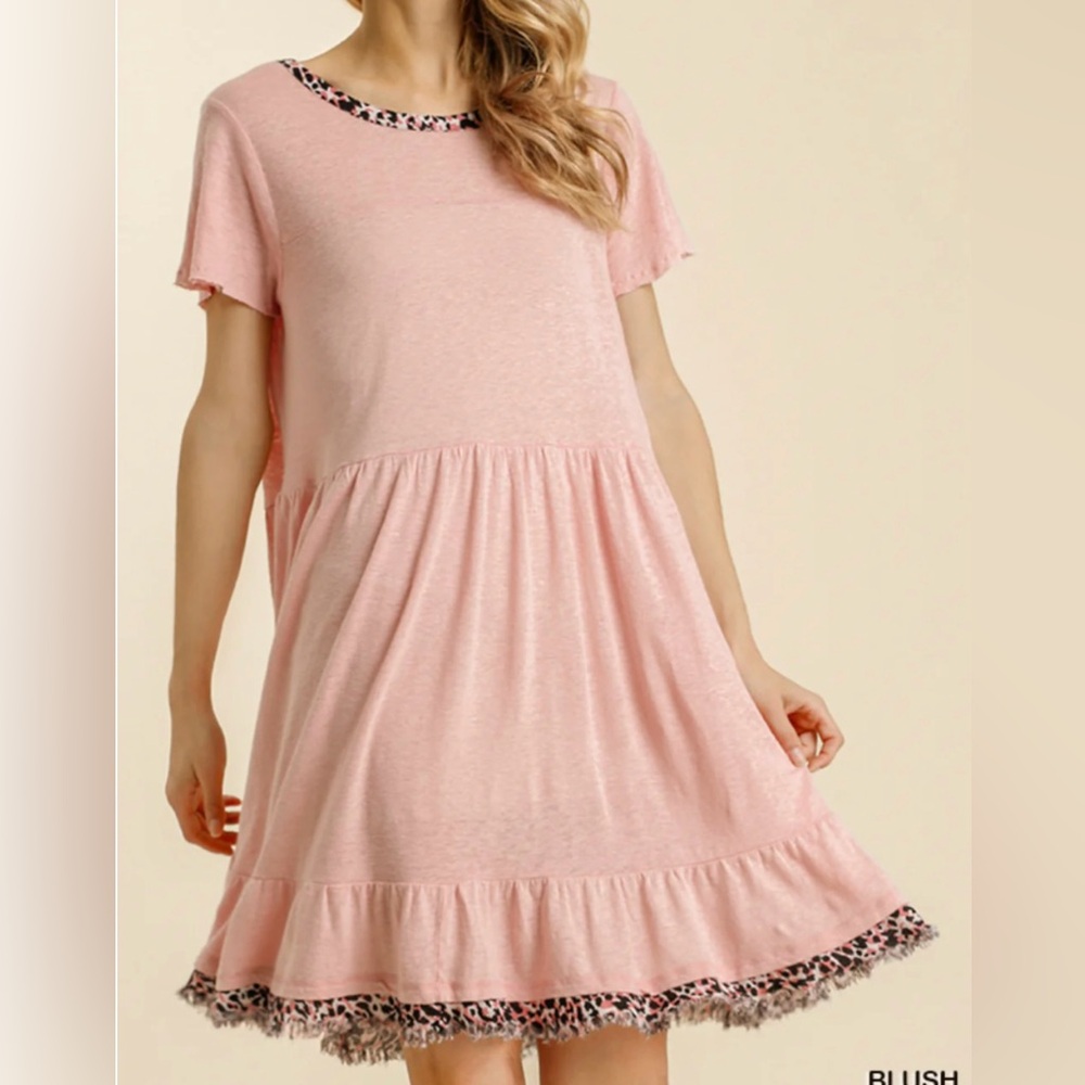 NWT Umgee Pink Dress with Leopard Accent